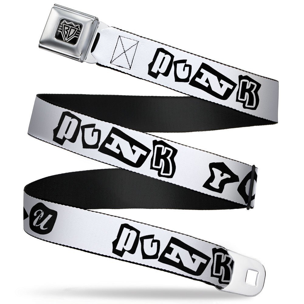 6670 Seatbelt Belt - Punk You White/Black - 1.0" Wide - 20-36 Inches in